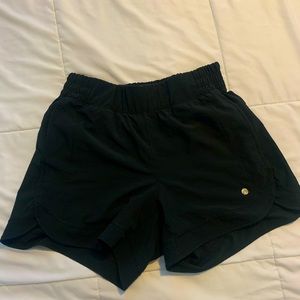 High-waisted black athletic shorts